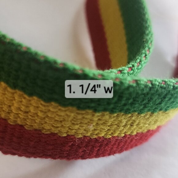 Bob Marley Three Colors Stripes Fabric Belt  Slide Buckle size 38+ - Picture 3 of 3